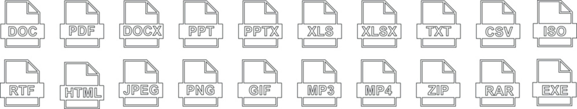 diverse file format icon set