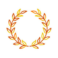 Laurel Wreath Illustration in Orange and Yellow Line Art Style for Victory and Award Concepts