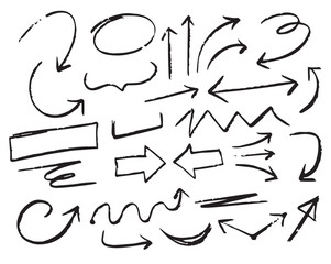 Charcoal scribble stripes, emphasis arrows, handdrawn numbers. Chalk crayon or marker doodle rouge handdrawn scratches. Vector illustration of lines, waves, squiggles in marker sketch style