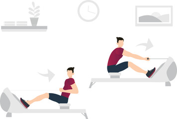 The boy is doing stretching exercises.