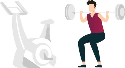 Obraz premium The boy is doing weightlifting.