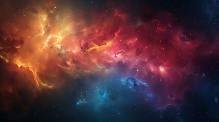 Fototapeta premium Cosmic Nebula Background - Red, Blue & Yellow Gas Clouds