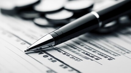 Financial Planning with Pen on Document, Finance Analysis, Investment Strategies, Business Development, and Accounting Review