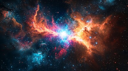 Naklejka premium Bright supernova explosion within a distant galaxy, with vivid colors