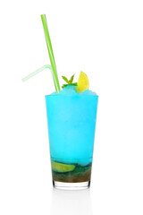 Blue Tropical Cocktail with Lime and Mint
