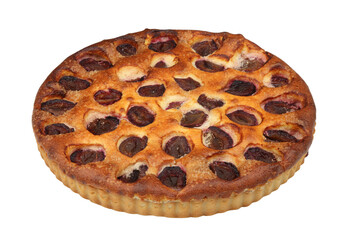 Homemade Plum Tart on White Background
