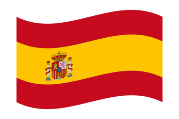 Fototapeta premium Vector illustration of wavy Spain flag on transparent background