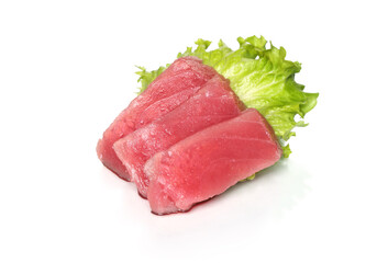 Fresh Tuna Fillets on Lettuce Leaves