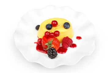 Vanilla Panna Cotta with Fresh Berries and Sauce