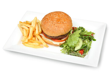 Classic Burger with Fries and Salad