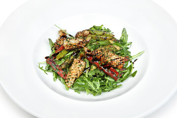 Smoked Sprats on Arugula Salad