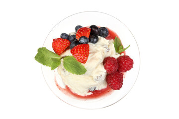 Berry Dessert with Whipped Cream and Mint