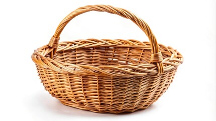Handmade wicker basket isolated on white background