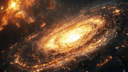 Fototapeta premium Close-up of a galactic core with intense light and dark voids