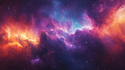 Close-up of interstellar gas clouds with vivid colors