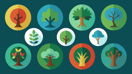 Trees Background icons set