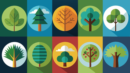 Trees Background icons set
