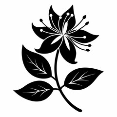 Honeysuckle flower Black silhouette
