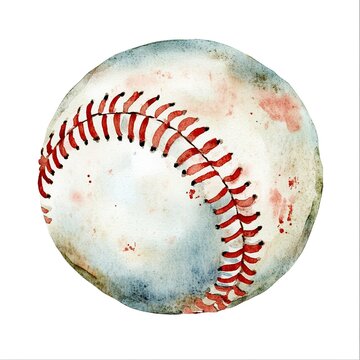 recommend clip art: A baseball watercolor illustration, clipart, sports ball, for scrapbook, journal, presentation, for kids picture book, project, cutout on white background, white ball