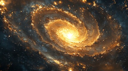 Cosmic Whirlpool : Close-up of a whirlpool galaxy with twisting arms and a bright core