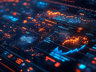 Obraz premium Visual of policymakers using AI tools to simulate economic policy impacts, concept of advanced economic forecasting