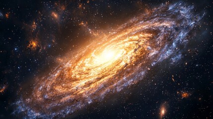Fototapeta premium Deep space scene with a close-up view of a galaxy spiral arms