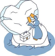 メンタルケアをするペンギンのアイソメ