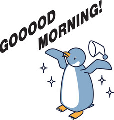 快適に睡眠から良い目覚めのペンギンのアイソメ