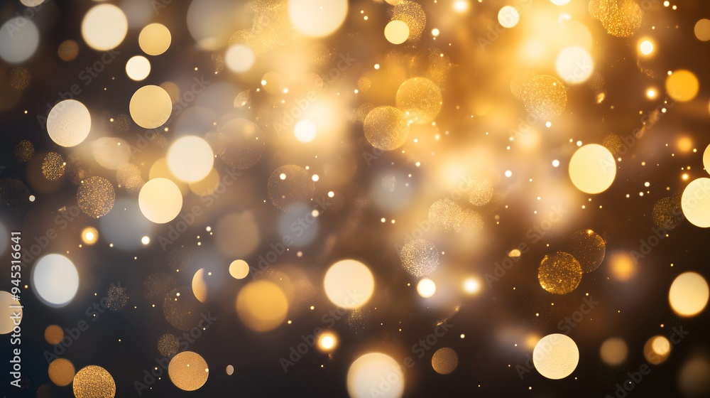 Poster backdrop with a stunning bokeh effect, featuring dots of light in various sizes and colors such as g
