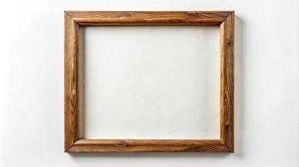 Fototapeta premium Wooden picture frame with blank canvas on white background