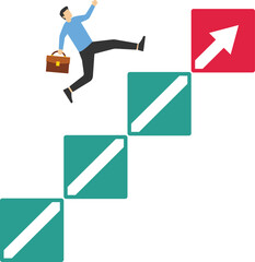 Business man walking up stairs


