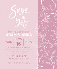 Pastel Wedding invitation card templates with Elegant romantic layout 