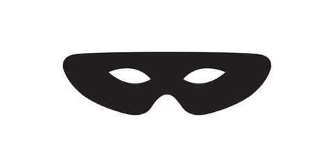 Superhero mask vector black icon. Silhouette hero cartoon character comic face. Flat black superhero costume design mask