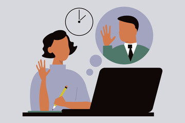 Girl talking to boy online.