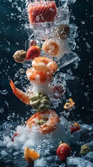 Deep frozen food. Concept of food industry