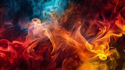 Abstract swirling flames in vibrant colors, creating a dynamic and energetic visual effect.