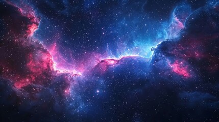 Dense star field with glowing blue and purple nebulae