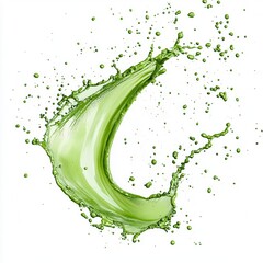 Dynamic splash of green liquid, illustrating freshness and vitality. Perfect for wellness, health, and beverage concepts. isolated on white background