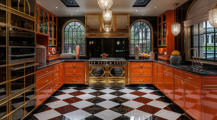 Stylish kitchen interior, created with the help of generative AI technology.