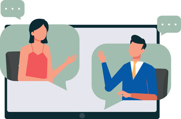 Boy and girl are on video calling.