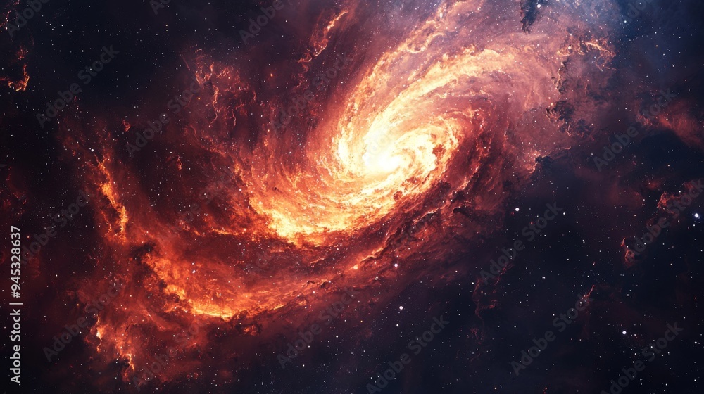 Poster fractal galaxy : high-resolution image of a galaxy with fractal patterns, resembling a cosmic spiral