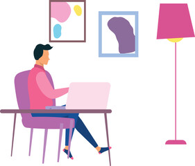 The boy is sitting on the chair.