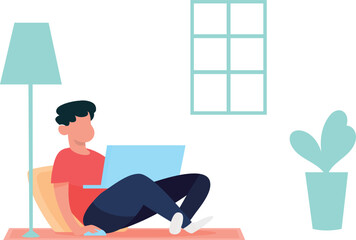 Fototapeta premium The boy is working from home.