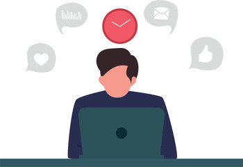 The boy is working on his laptop.