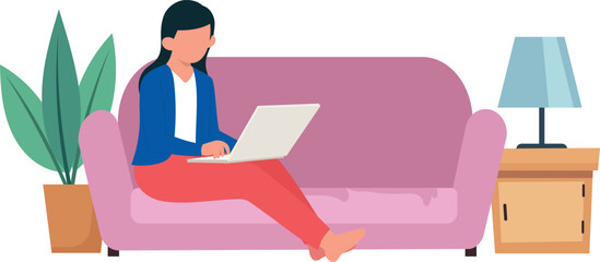 The girl is working from home.