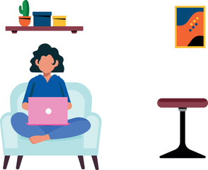 The girl is working from home.