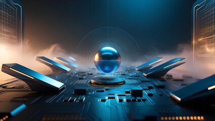 Futuristic Landscape Depicting Convergence of Technologies, Vision of Tomorrow, Integrating AI, IoT, and Advanced Robotics, Shaping a New World