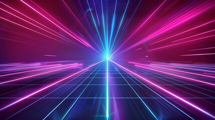 Obraz premium Neon Laser Light Show Abstract Background