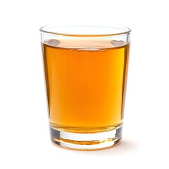 Closeup of a glass filled with fresh vibrant apple juice placed centrally on a simple clean white background  This minimalist lifestyle inspired product shot showcases the pure