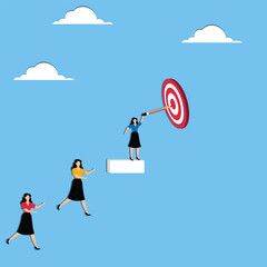 Leader drawing path to target on dartboard